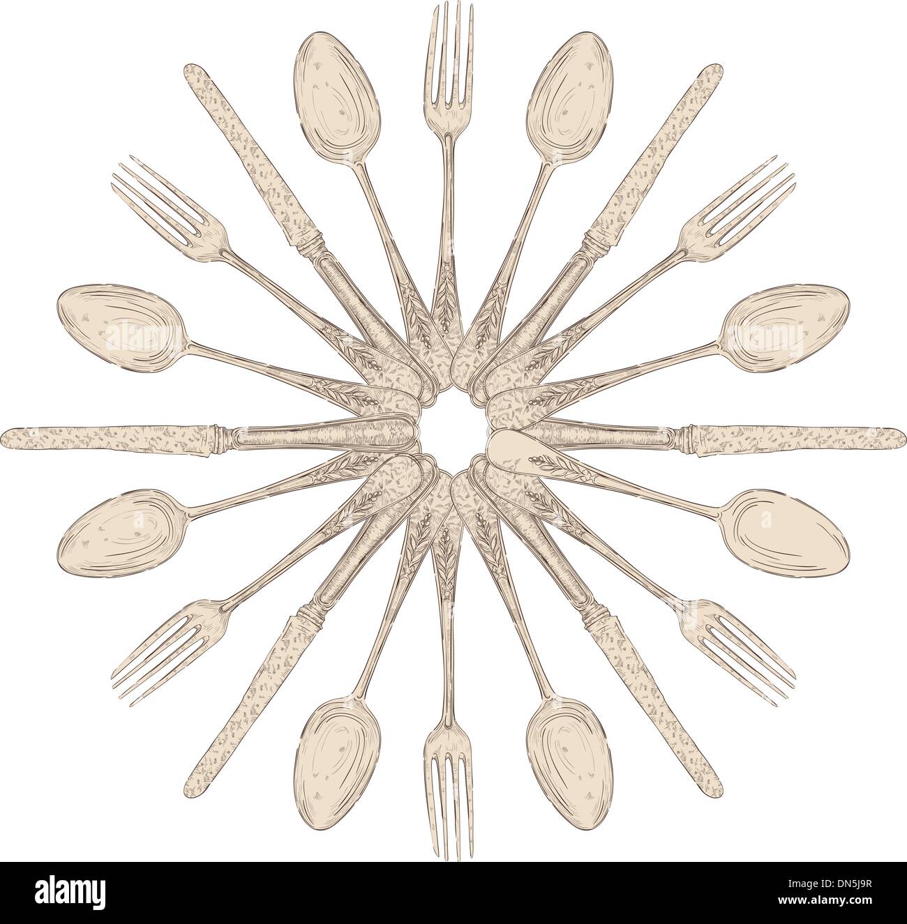 Antique cutlery drawing hires stock photography and images Alamy