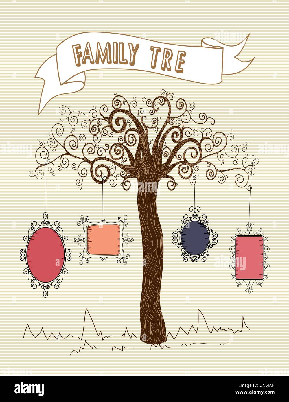 Vintage frames tree concept Stock Vector