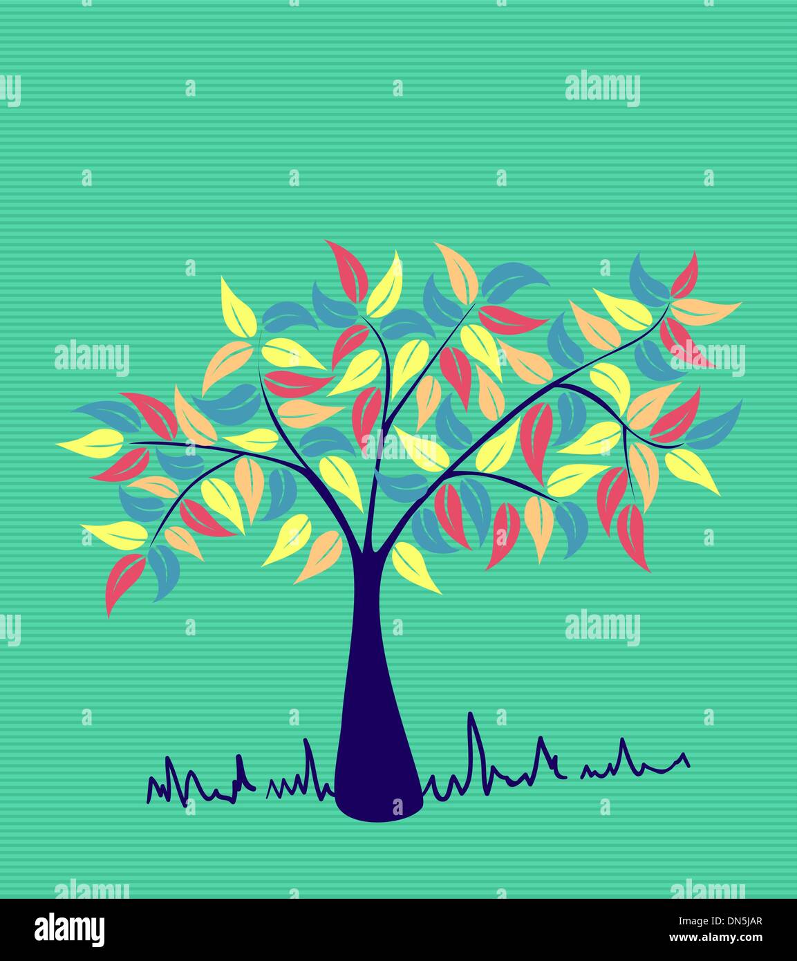 Vintage colors leaves tree Stock Vector