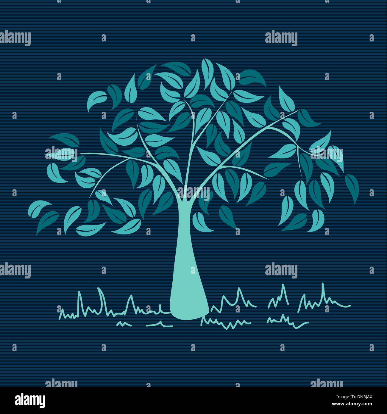 Vintage colors leaves tree Stock Vector