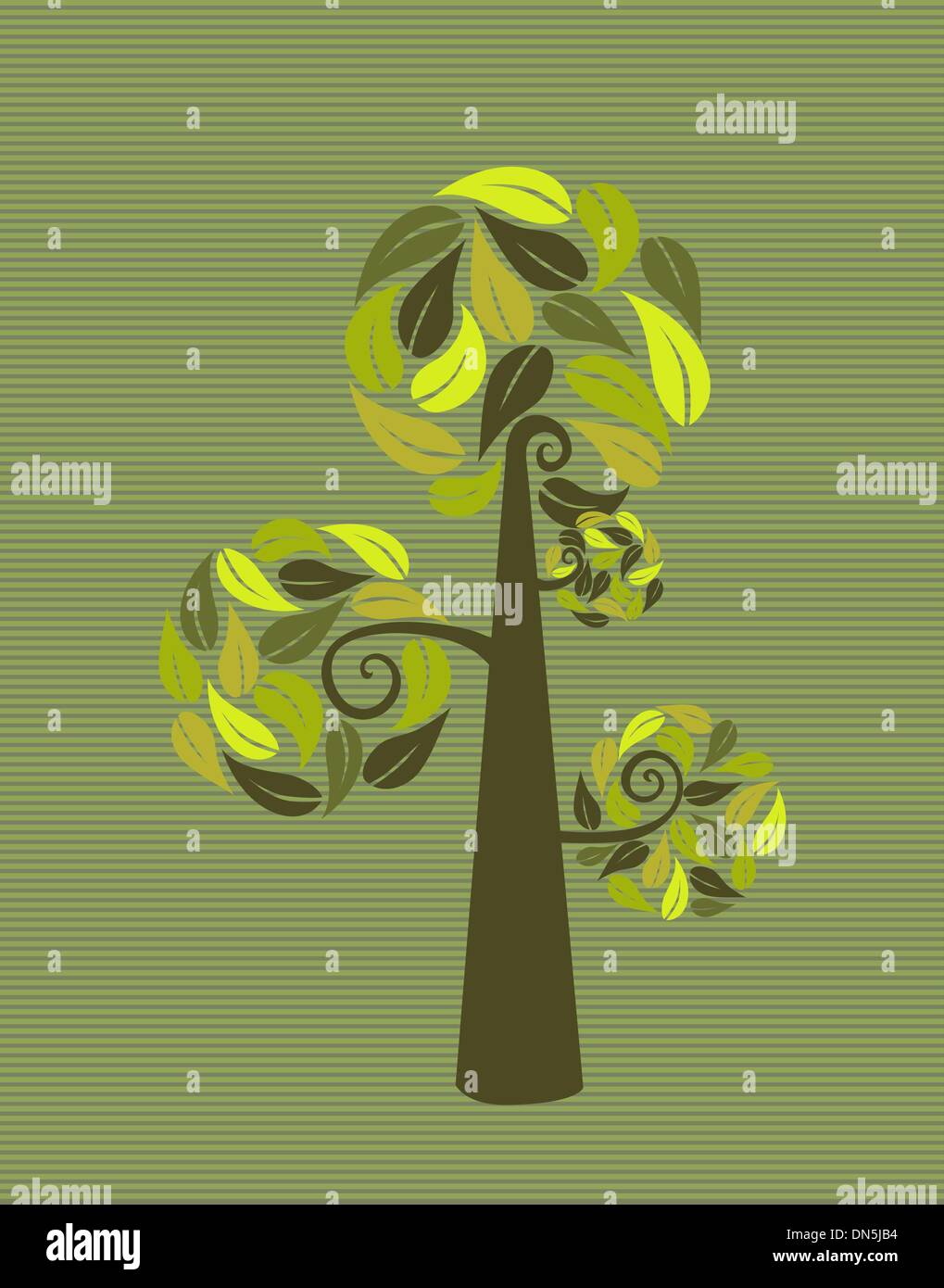 Vintage colors leaves tree set Stock Vector