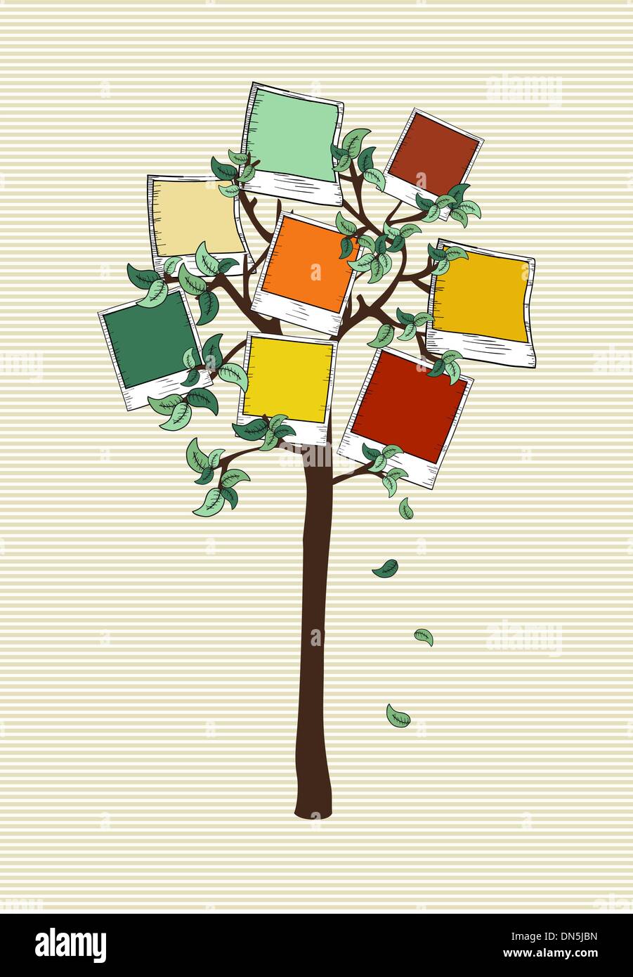 Vintage colors instant photo tree Stock Vector