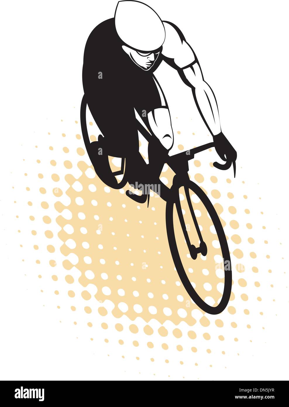 male cyclist riding racing bicycle Stock Vector