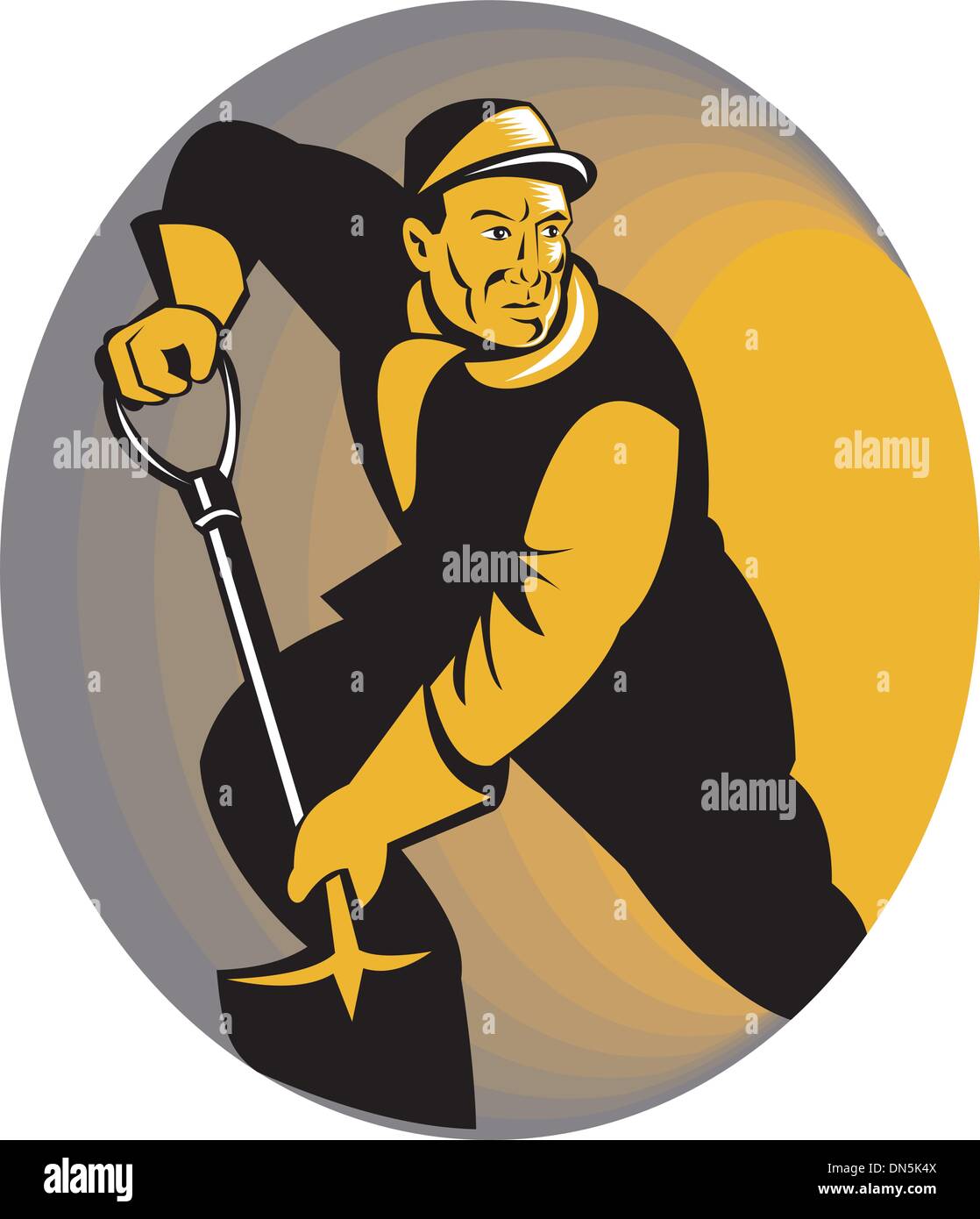 Person worker digging and mining for gold Vector Image