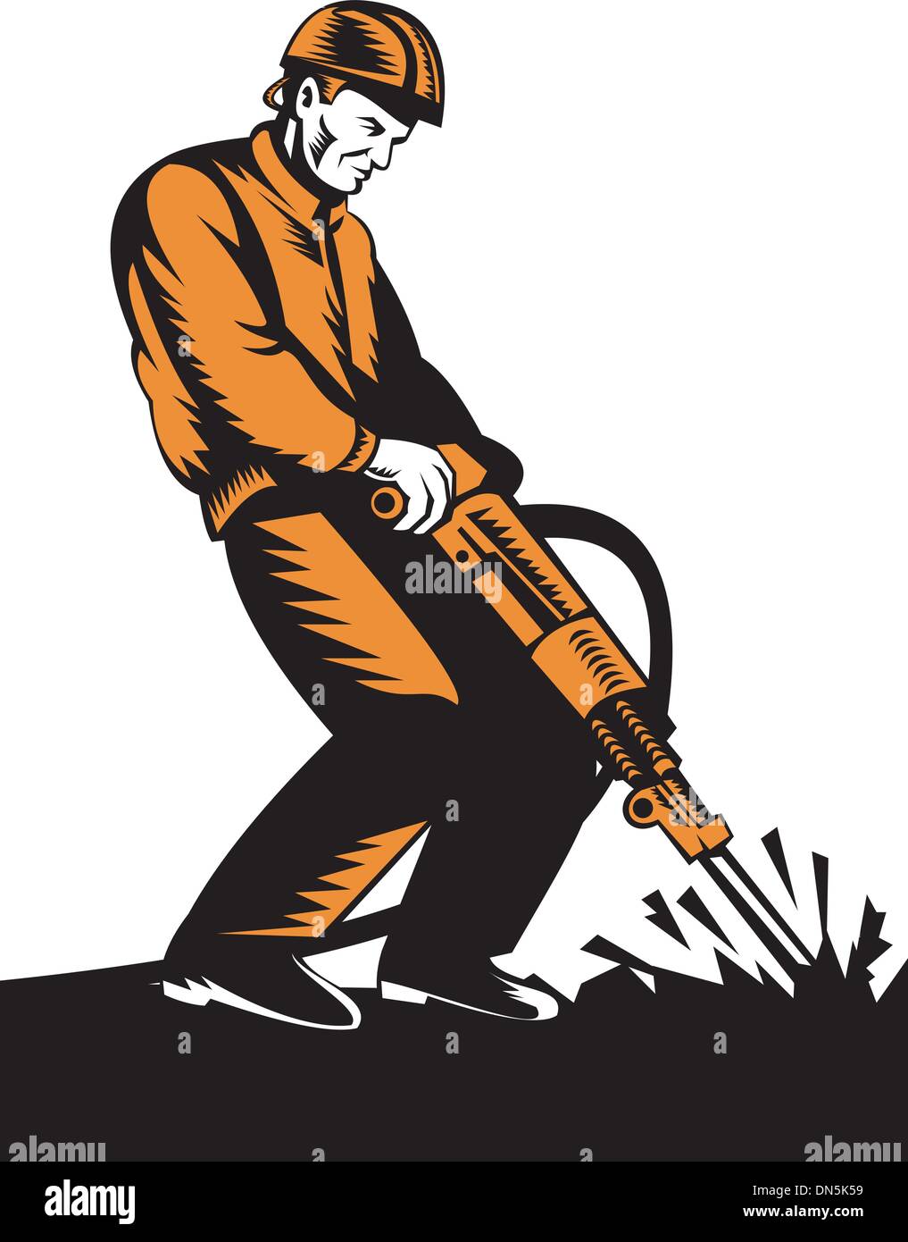 construction worker at work Stock Vector