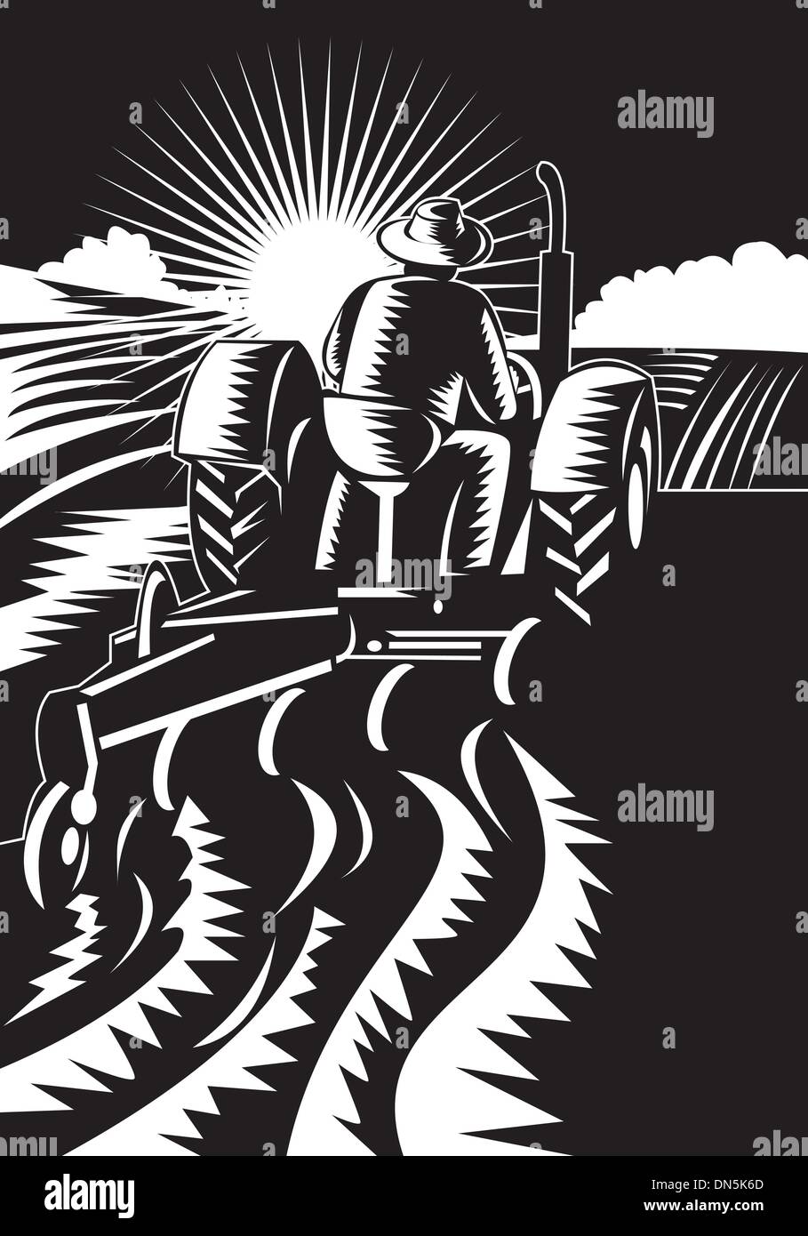 Farmer driving tractor Stock Vector Images - Alamy