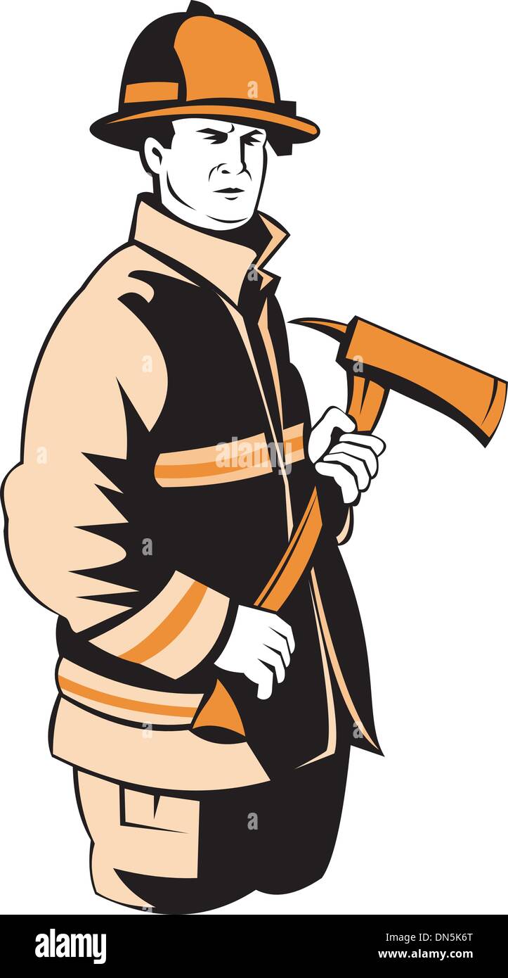 Male firefighter holding fire Stock Vector Images - Alamy