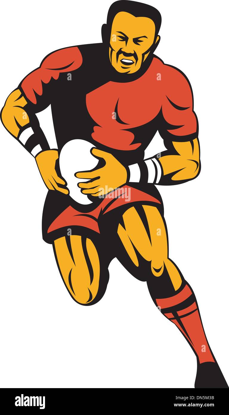 Rugby player running passing ball Stock Vector Images - Alamy