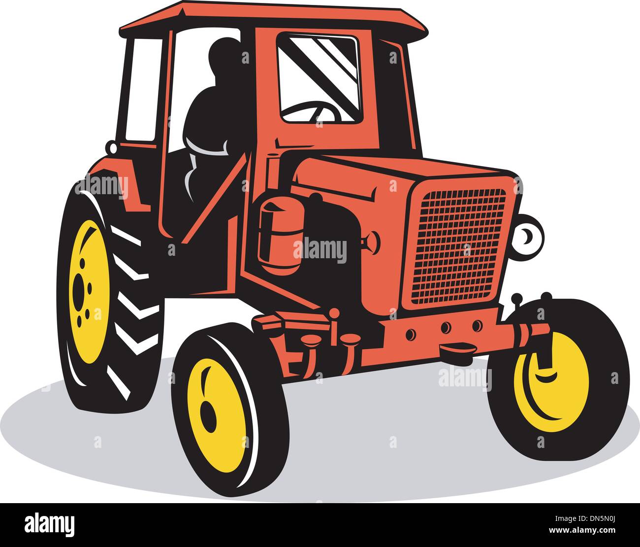 Vintage farming tractor Stock Vector Images - Alamy