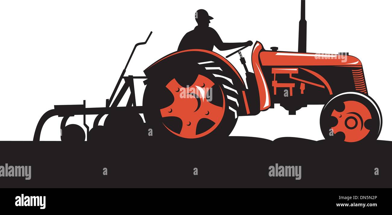vintage tractor on isolated background Stock Vector Image & Art - Alamy