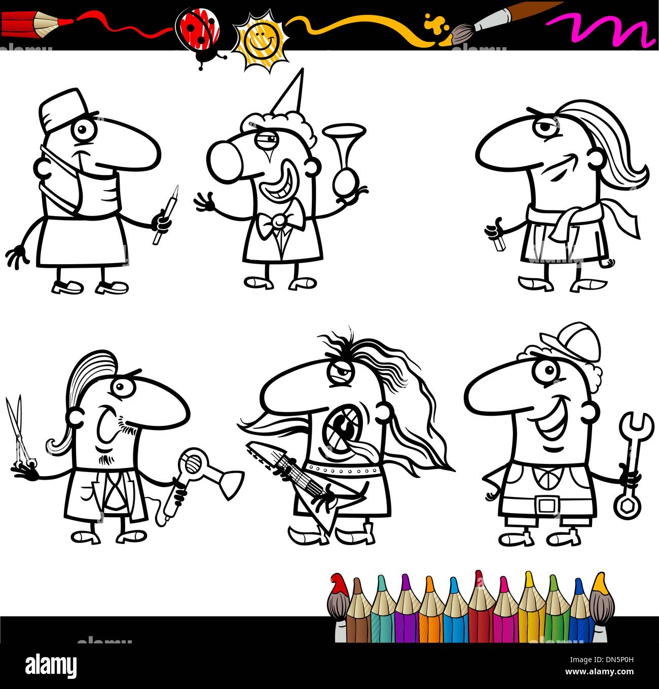 people occupations coloring page Stock Vector Image &amp; Art - Alamy