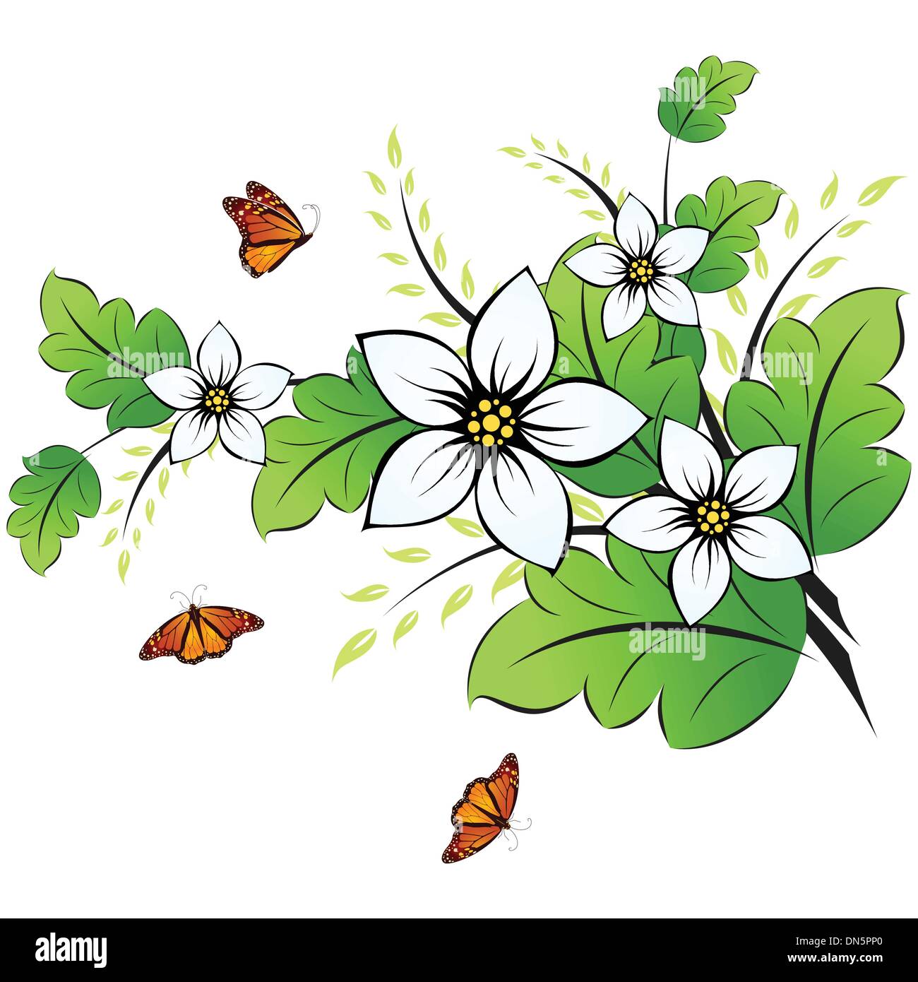 Flower background with butterfly Stock Vector