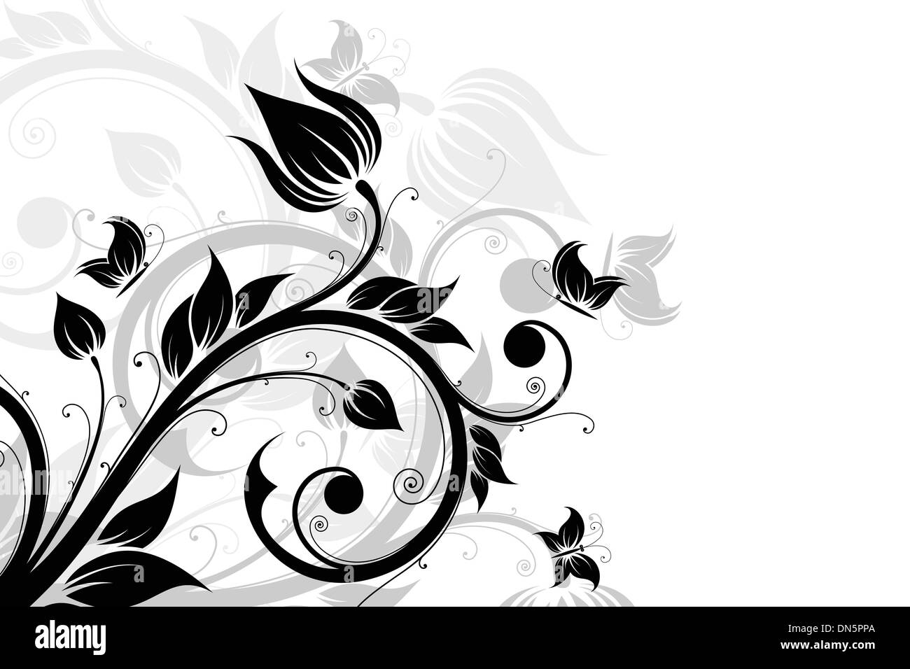 Abstract Background with flowers and butterfly Stock Vector