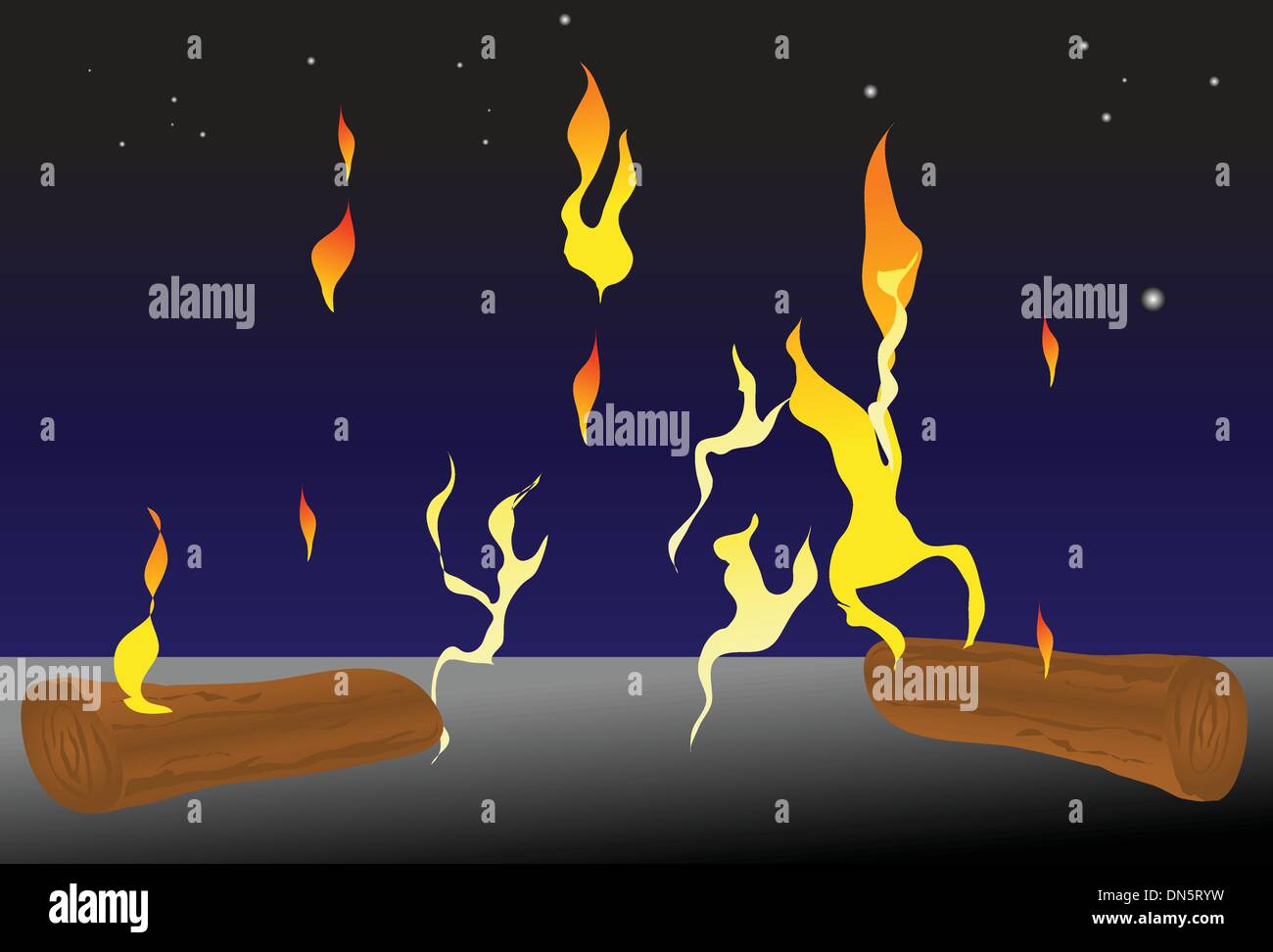 Fire and Logs Stock Vector