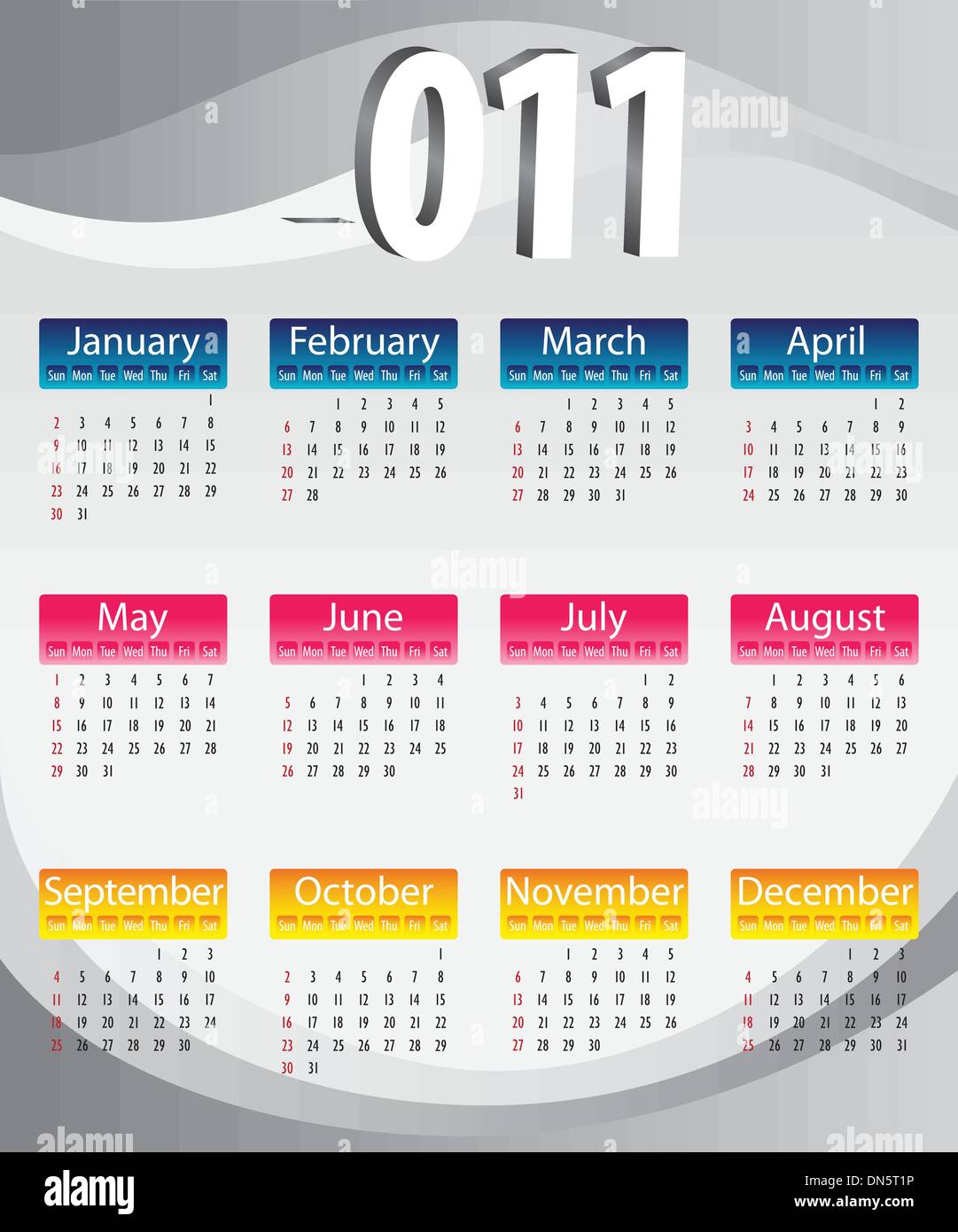 Calendar 3d 2011 Stock Vector