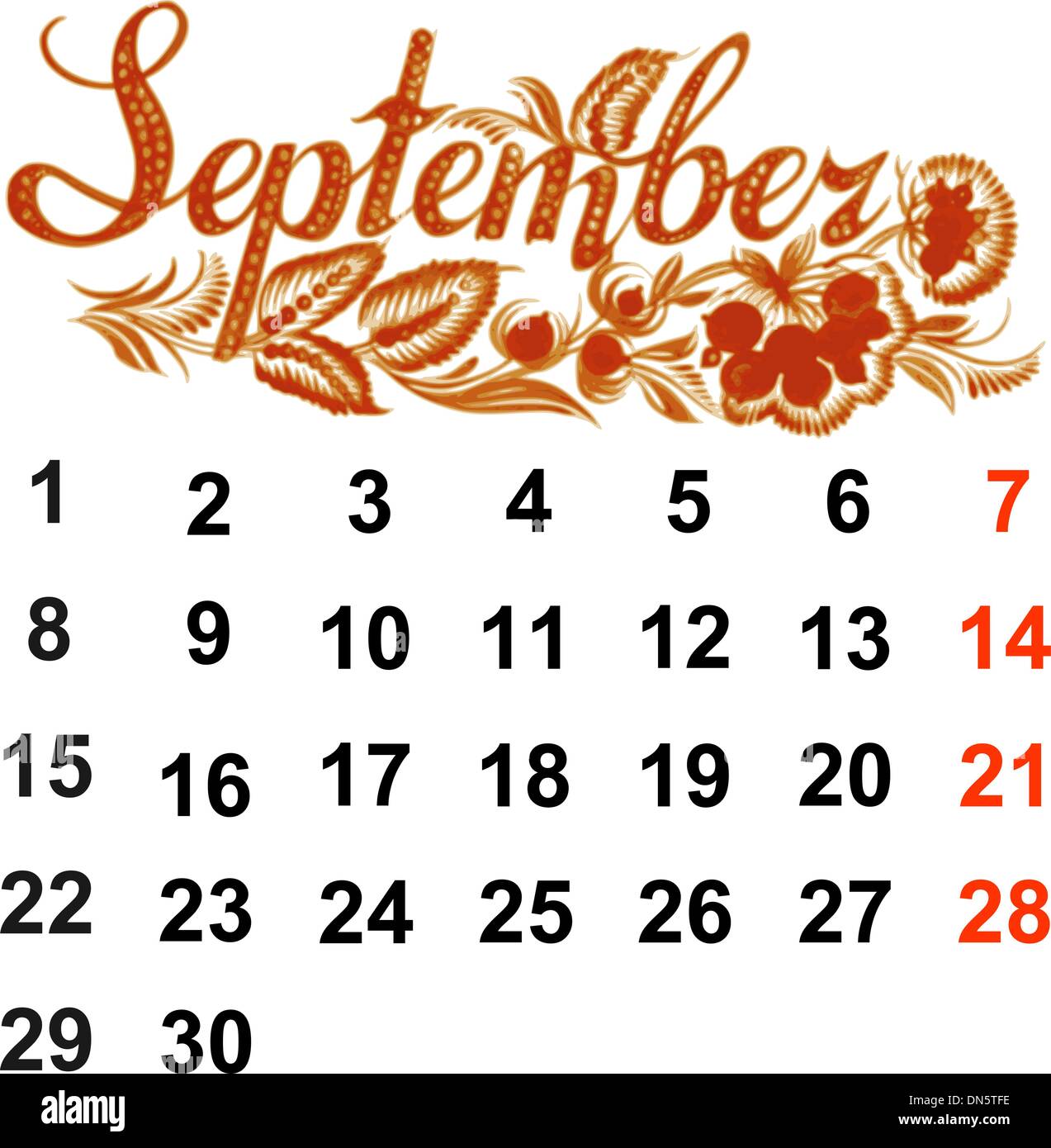 Calendar September 2014 Stock Vector Image Art Alamy Calendar September 2014 Stock Vector Image Art Alamy