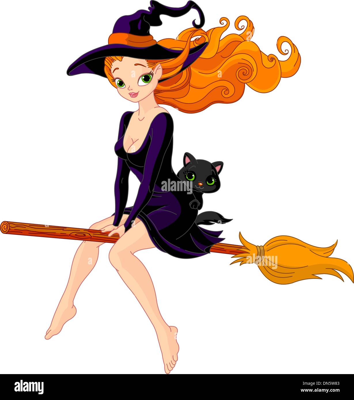 Witch riding a broom Stock Vector Image & Art - Alamy