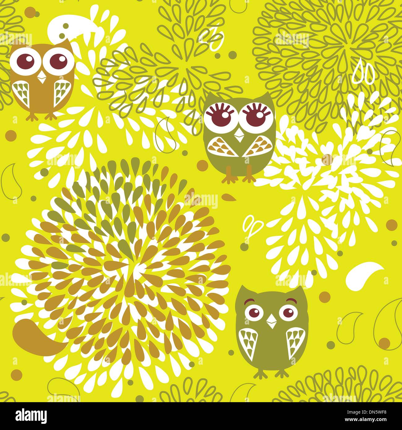Owls and flowers seamless pattern Stock Vector Image & Art - Alamy