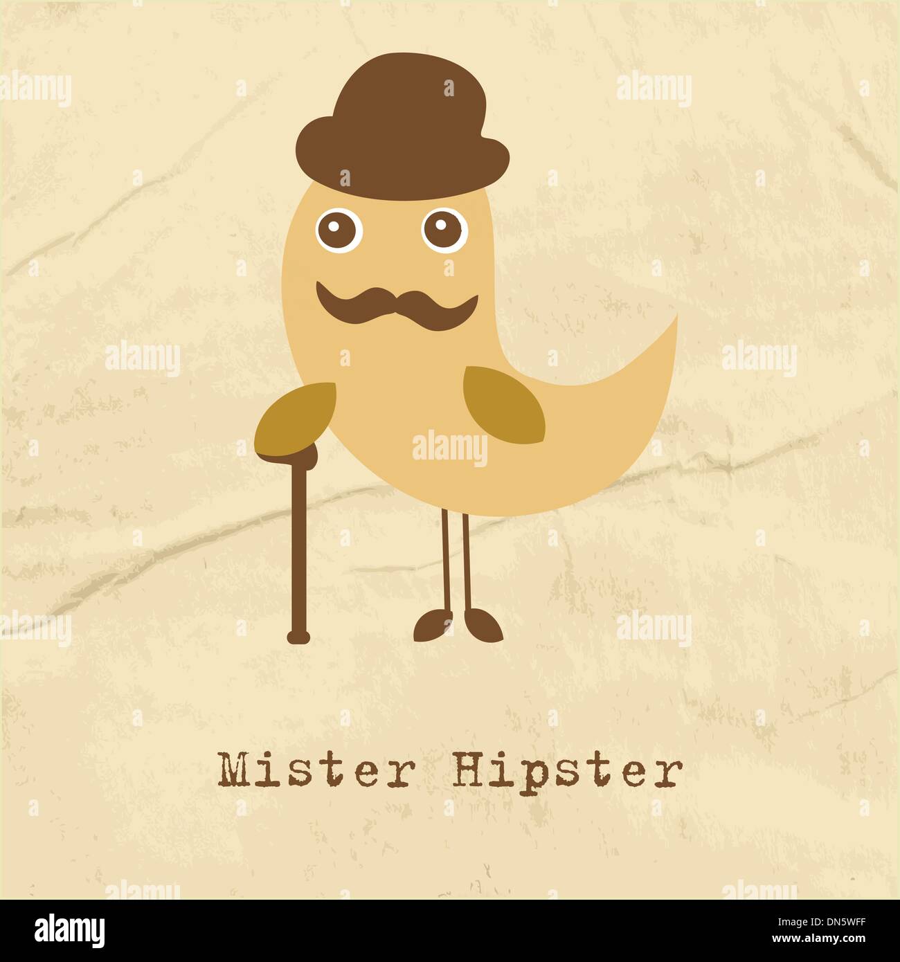 Cute hipster bird illustration Stock Vector