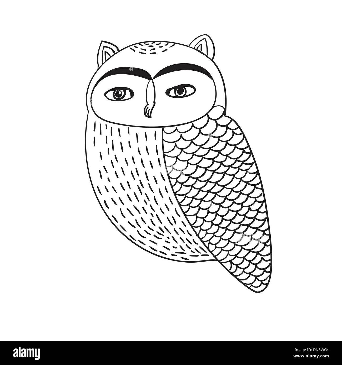 Cute hand drawn owl bird illustration Stock Vector