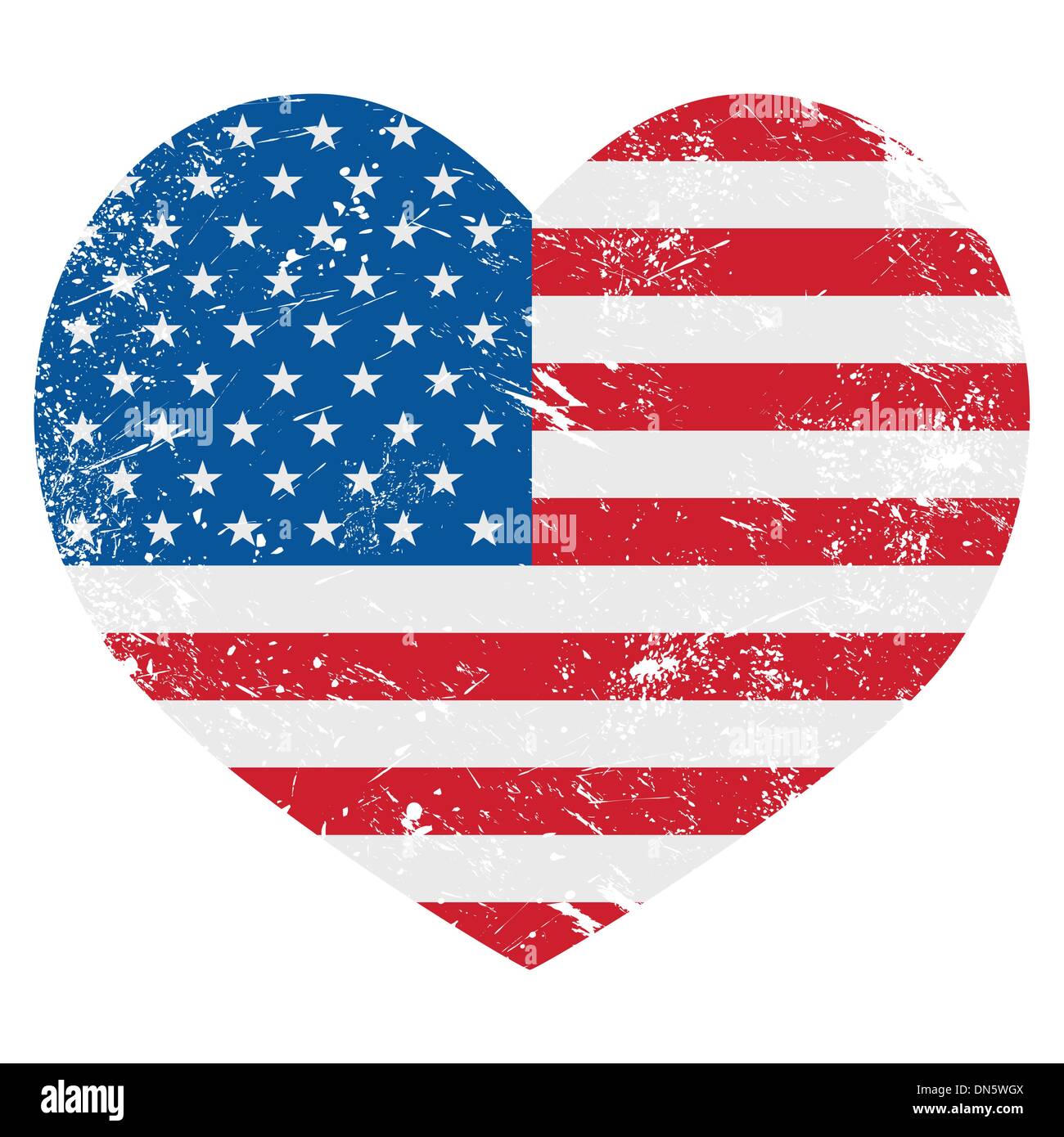 United States on America retro heart flag - vector Stock Vector