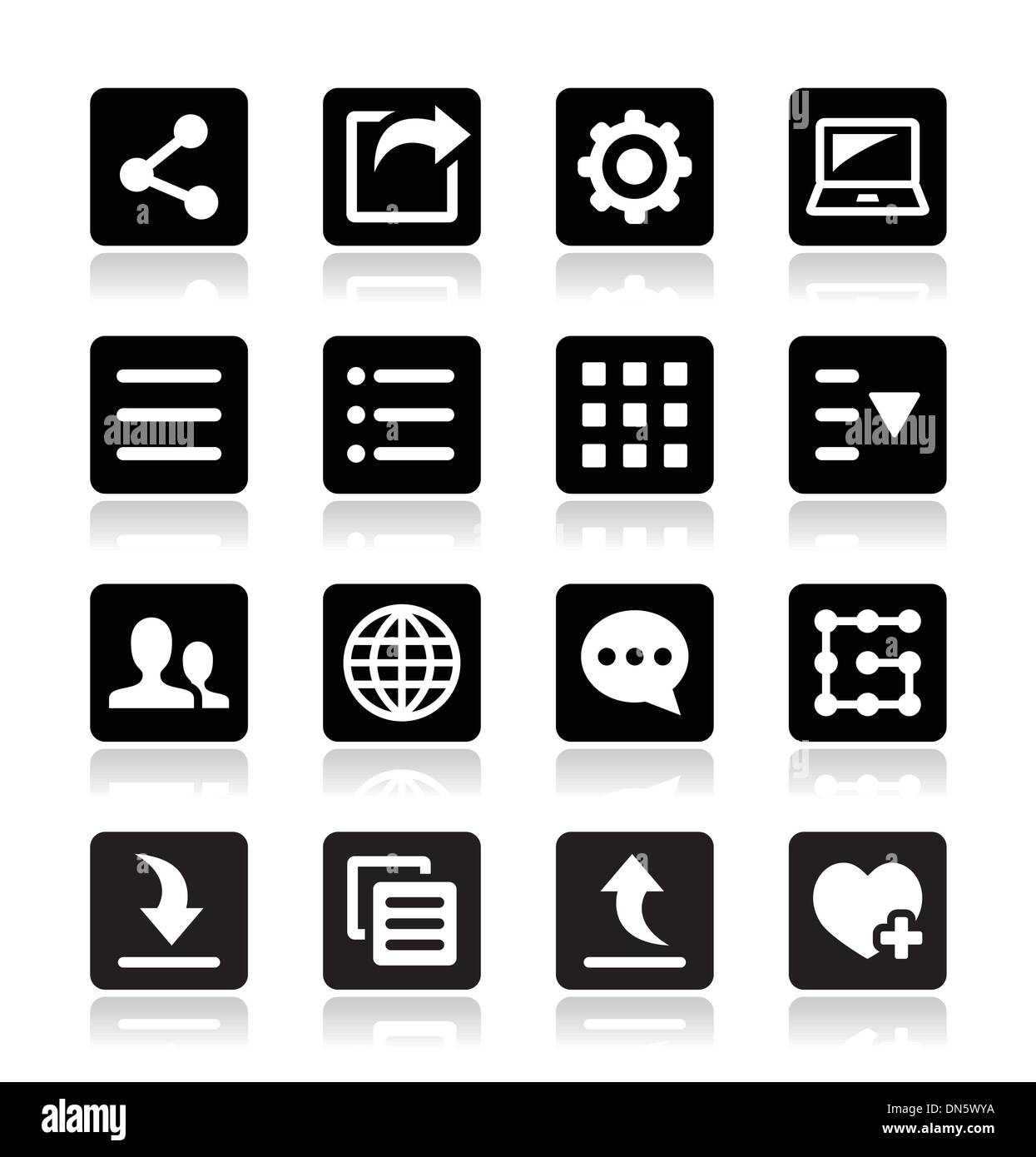 Menu settings tools icons set Stock Vector