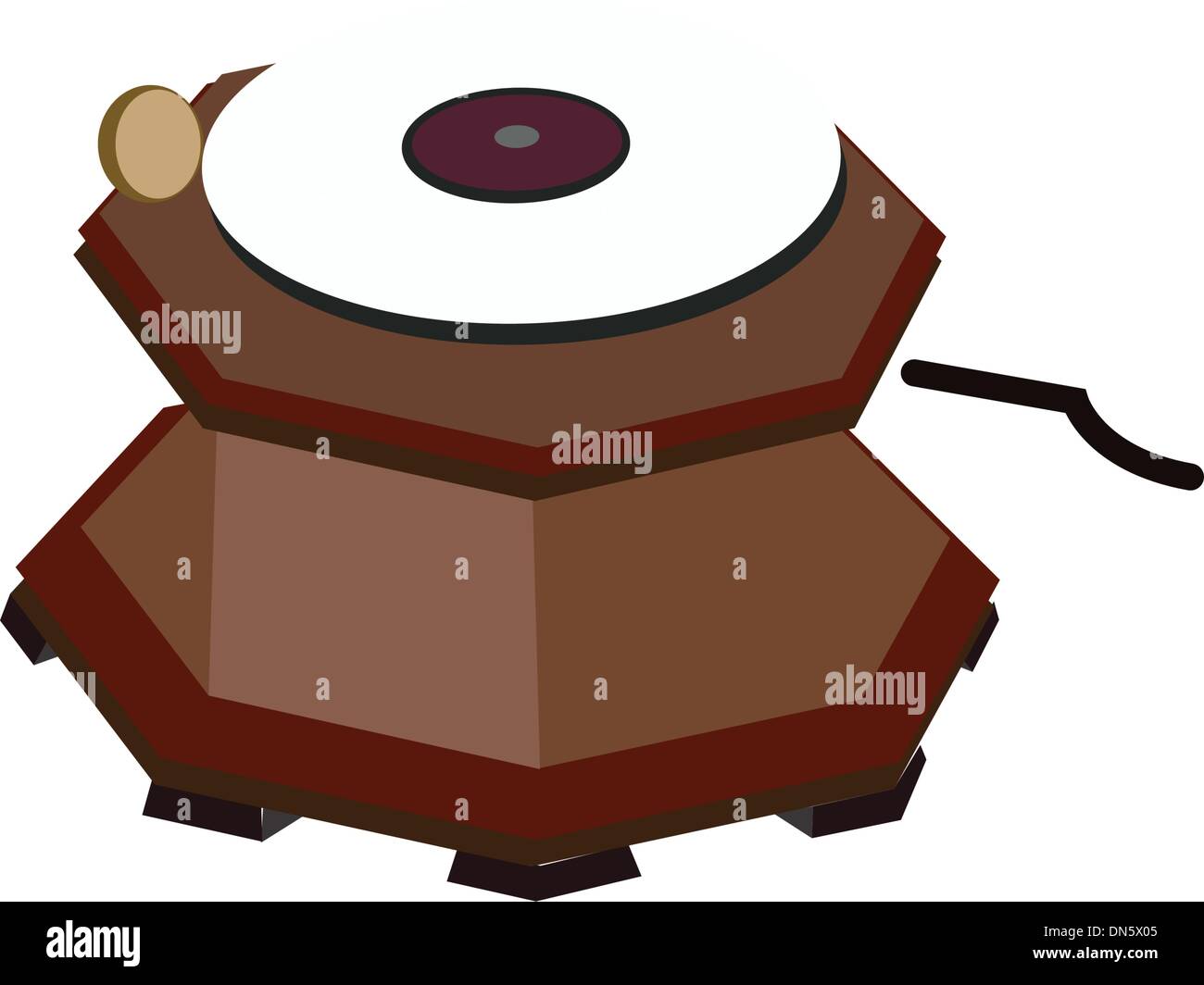 A Beautiful Vintage Gramophone on White Background Stock Vector