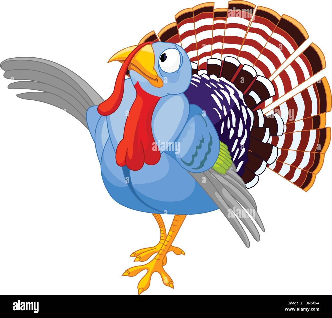 Thanksgiving Cartoon Turkey presenting Stock Vector