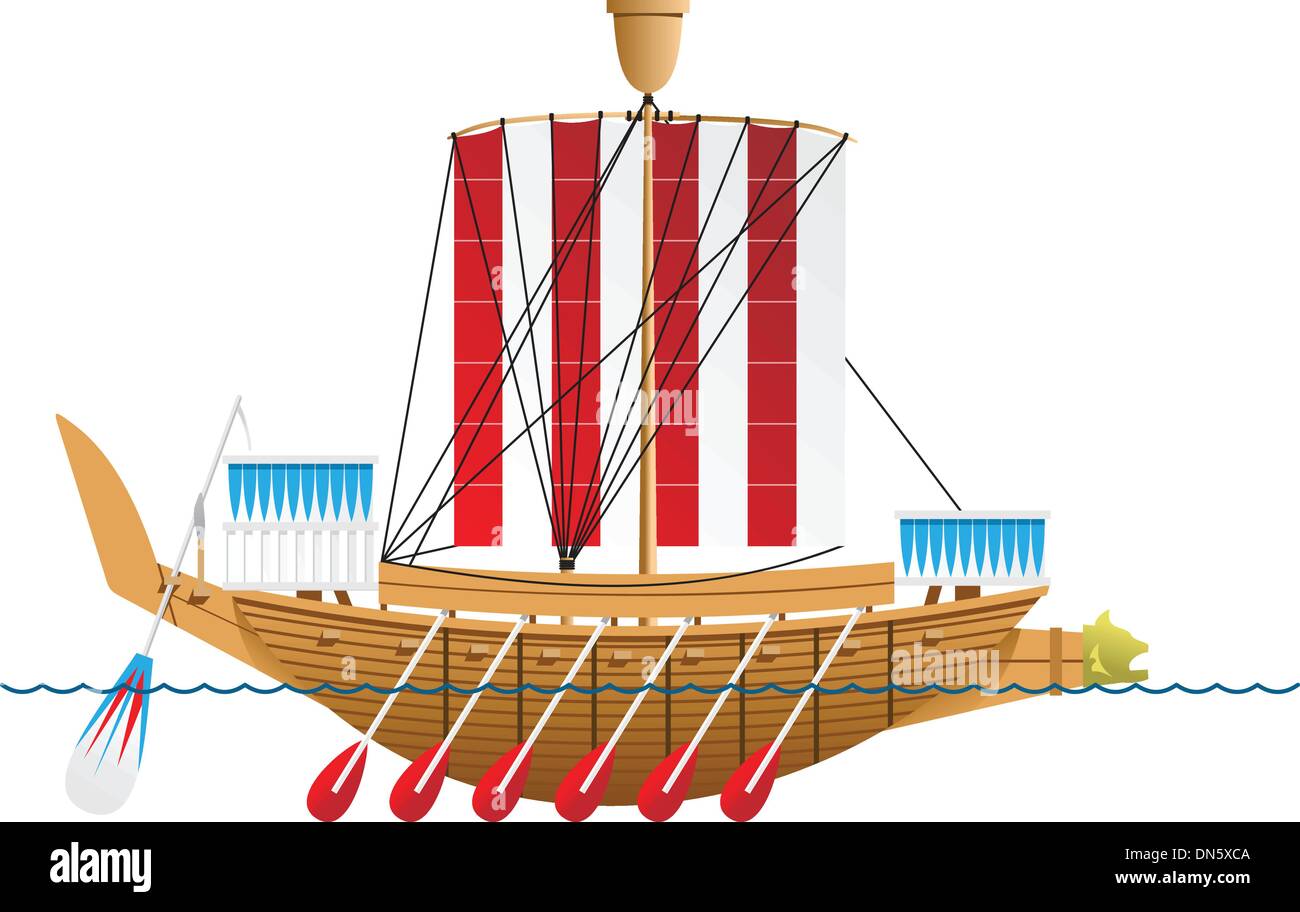 Ancient Egyptian warship. Stock Vector