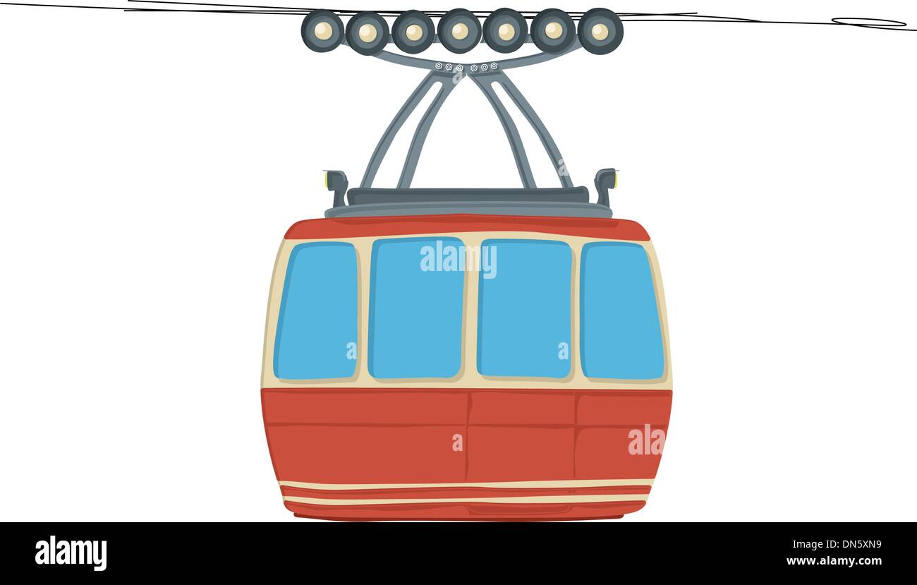 Cable-car on ropeway Stock Vector