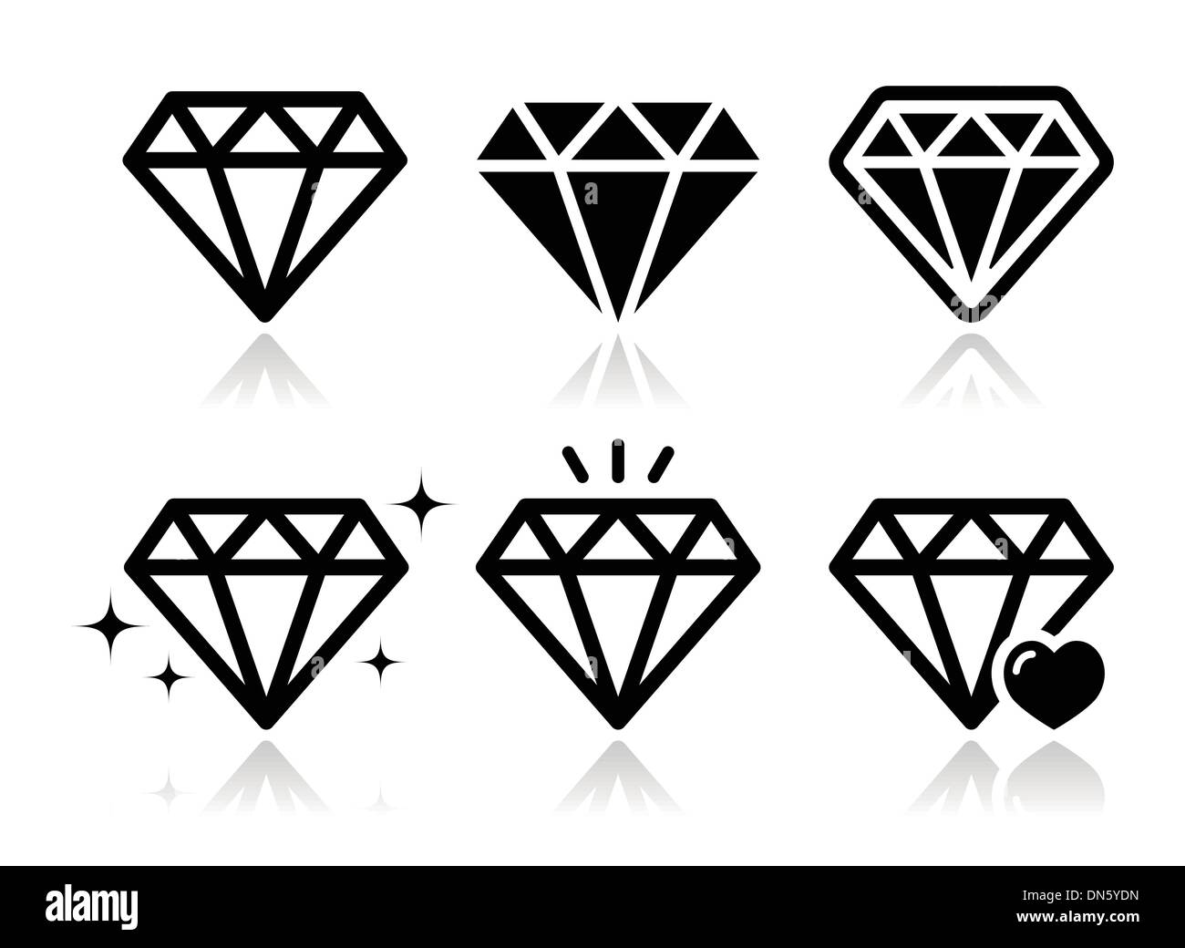 Diamond vector icons set Stock Vector