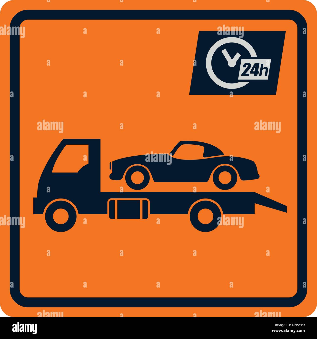 Vector sign with truck tows. Stock Vector