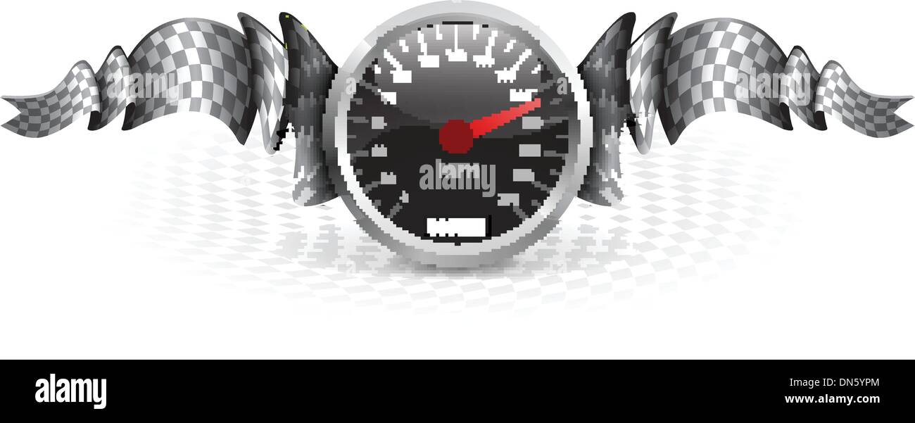 Racing emblem with speedometer Stock Vector