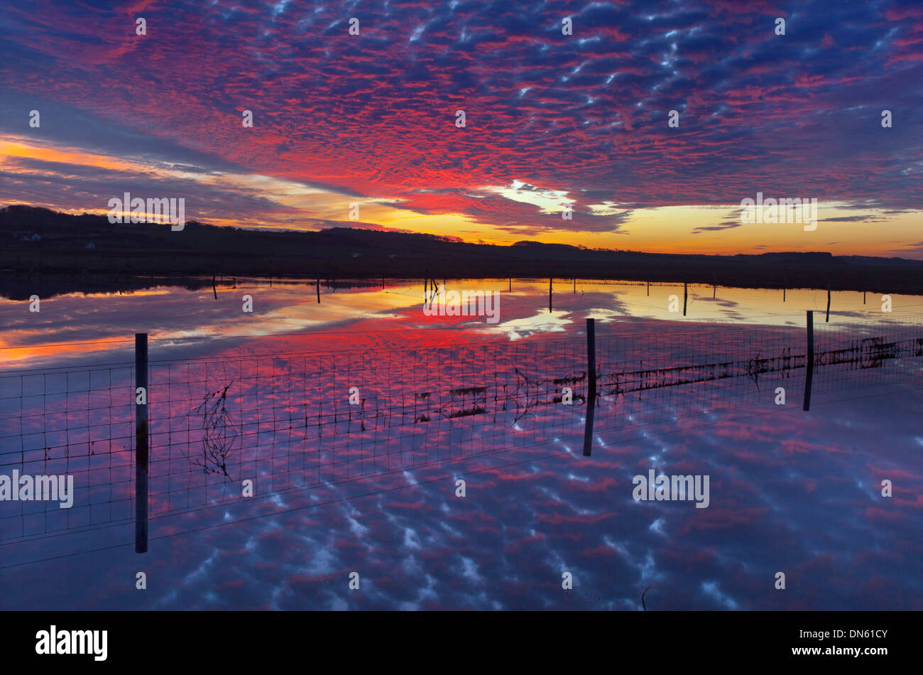 Salthouse Norfolk Coastal pool at sunset November Stock Photo