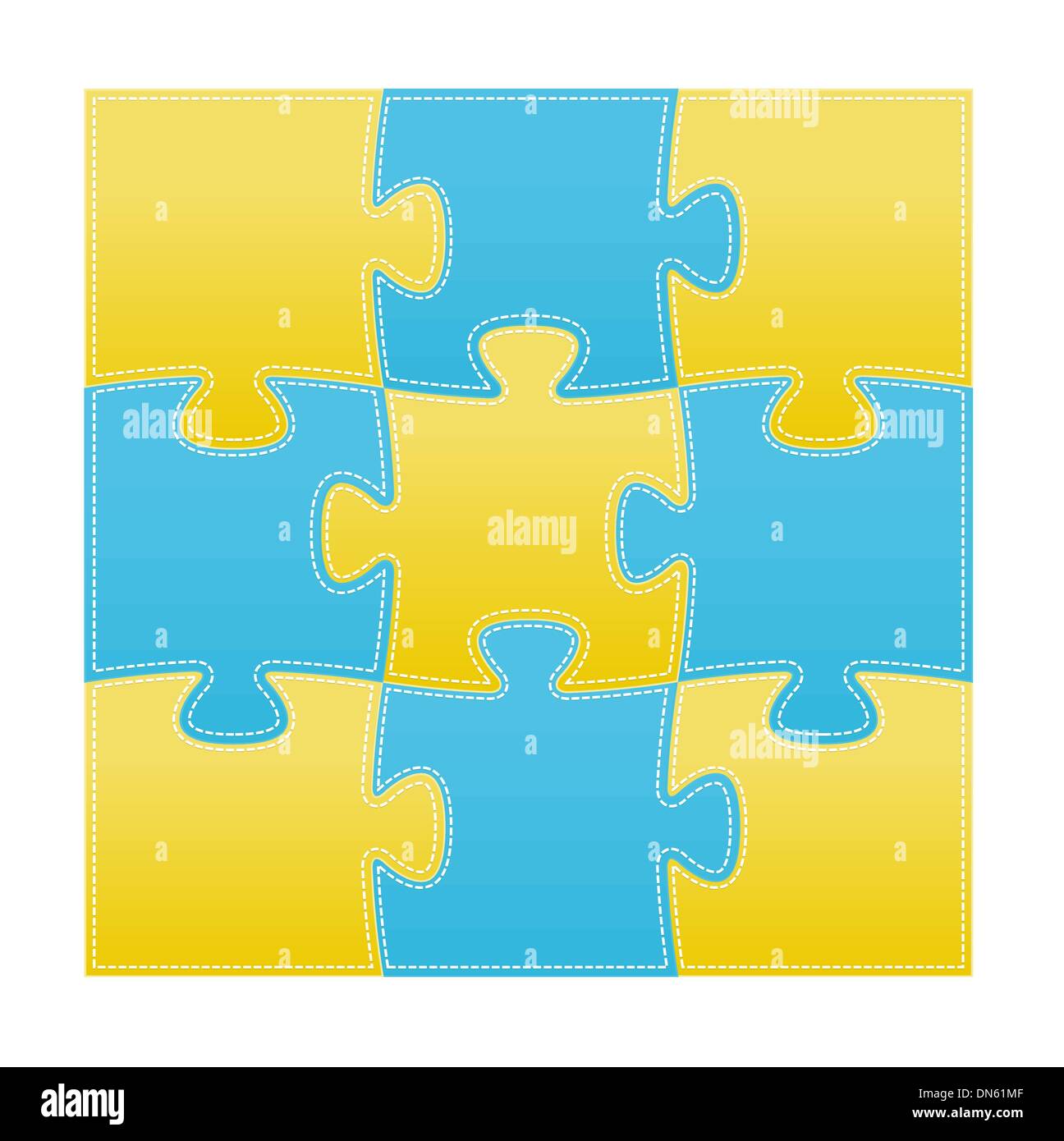 The isolated stitched puzzle pieces Stock Vector