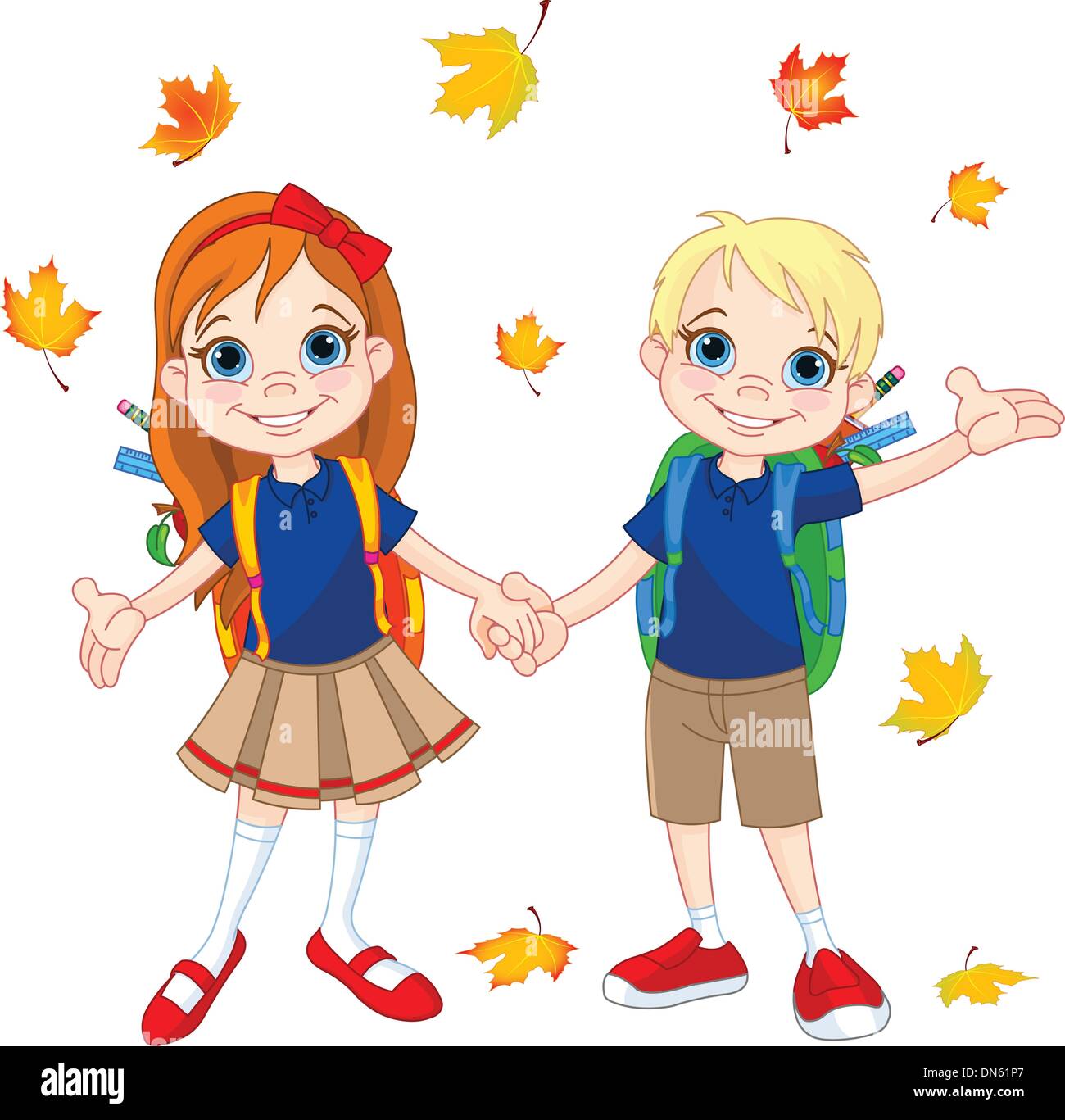 Cute Girl Ready To School Vector Illustration For Books Prints Posters Cards Stock Vector Image Art Alamy