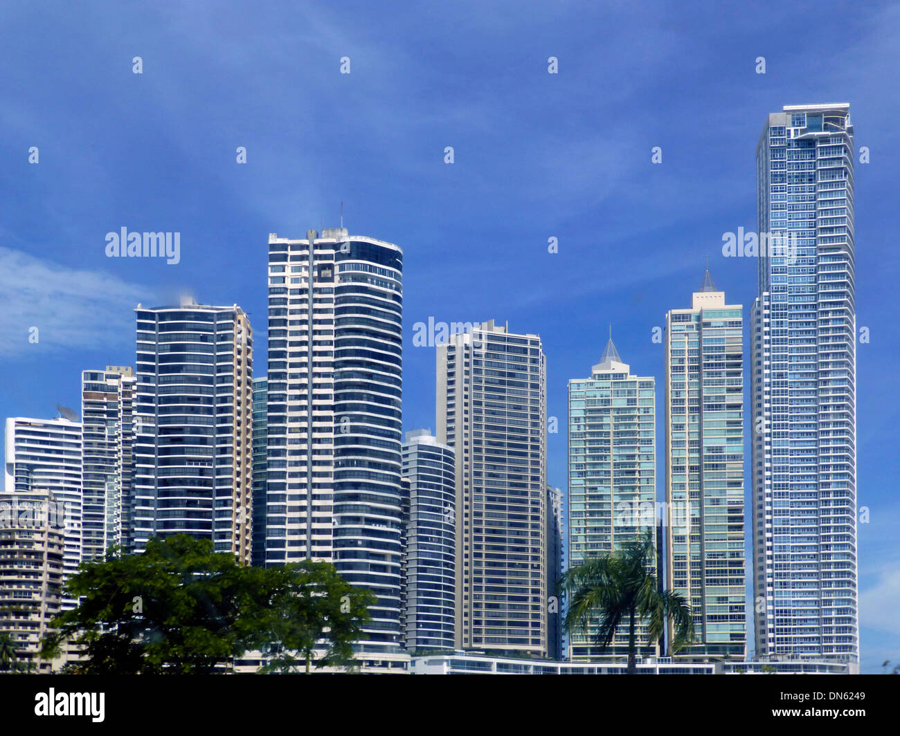 Skyline in the town centre, Panama City, Panama Stock Photo