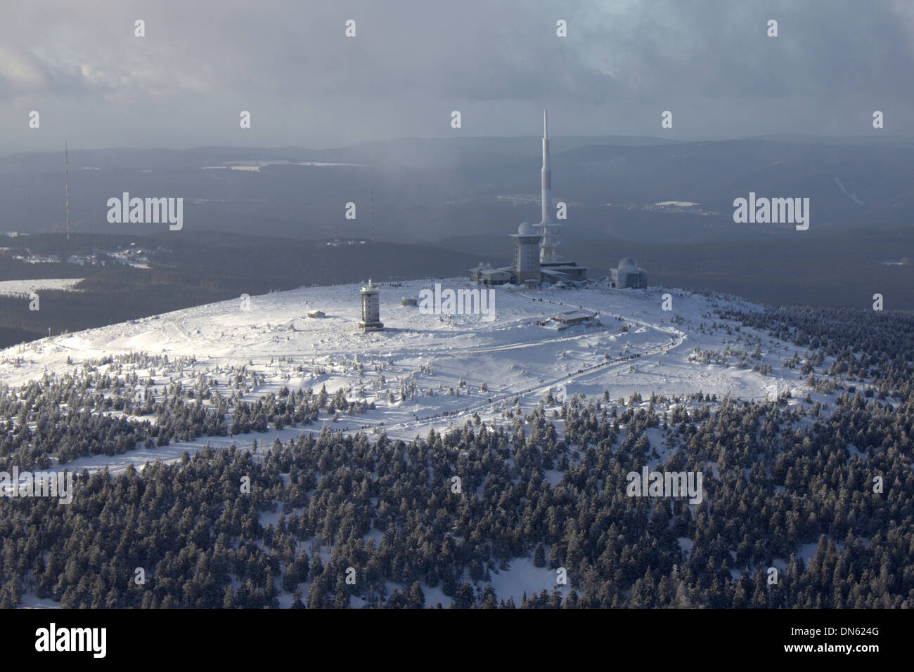Aerial View Summit Of The Brocken Brocken Hostel And The