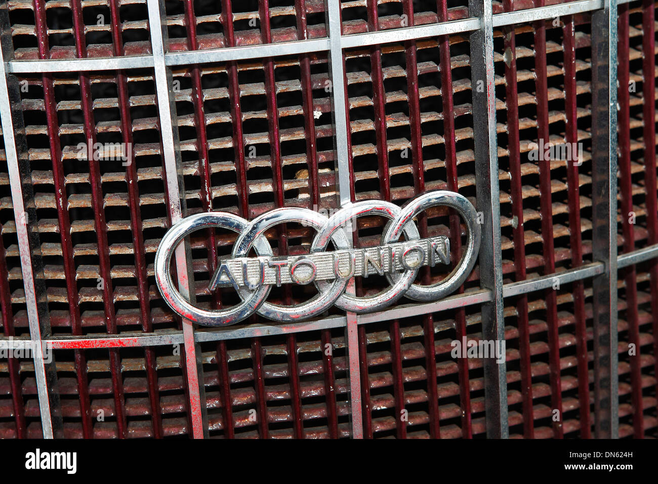 Auto Union, present day Audi, logo on a car Stock Photo