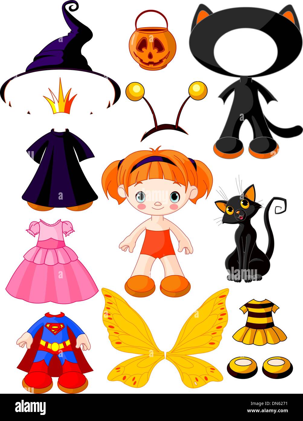 Girl with dresses for Halloween Party Stock Vector