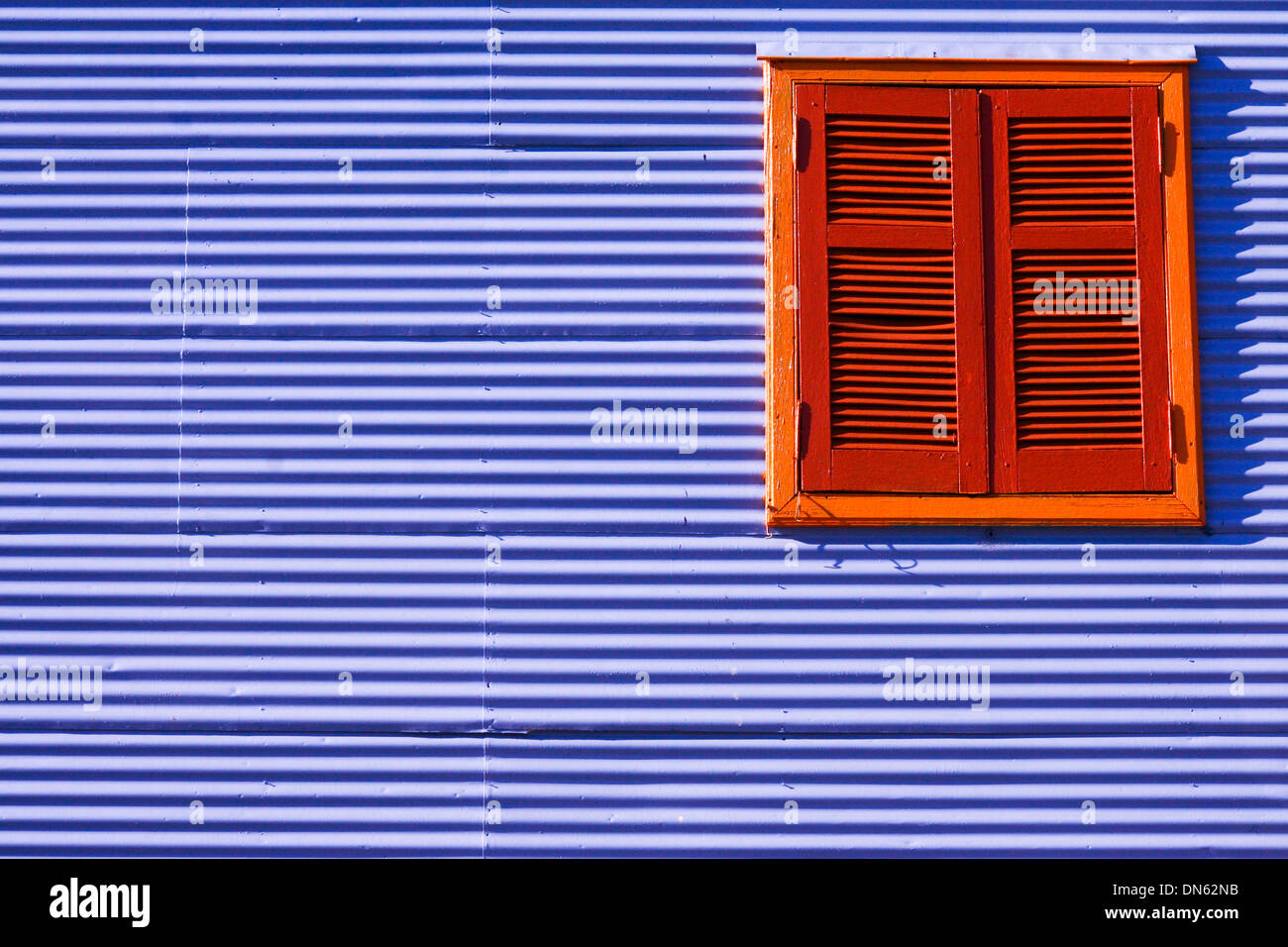 Colourful painted windowframe in Boca port neighbourhood in Buenos Aires Stock Photo