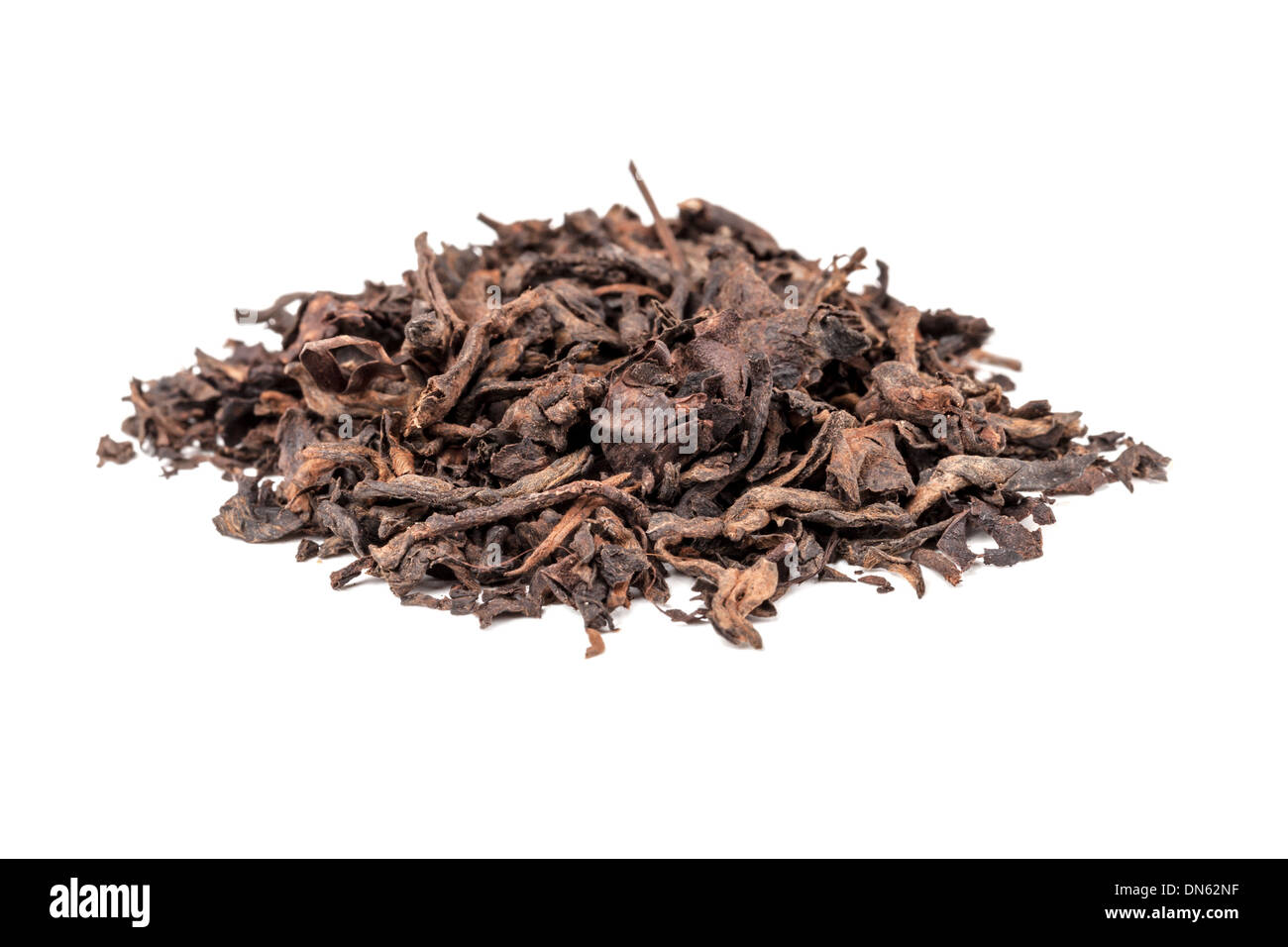 Pu-erh. Chinese dark tea isolated on white background Stock Photo