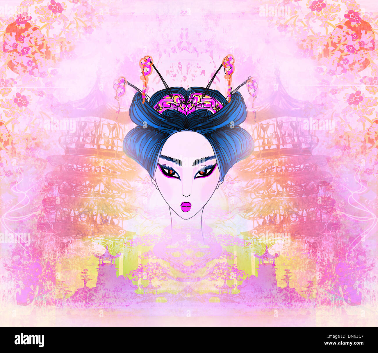 Abstract Beautiful geisha Portrait Stock Photo Alamy