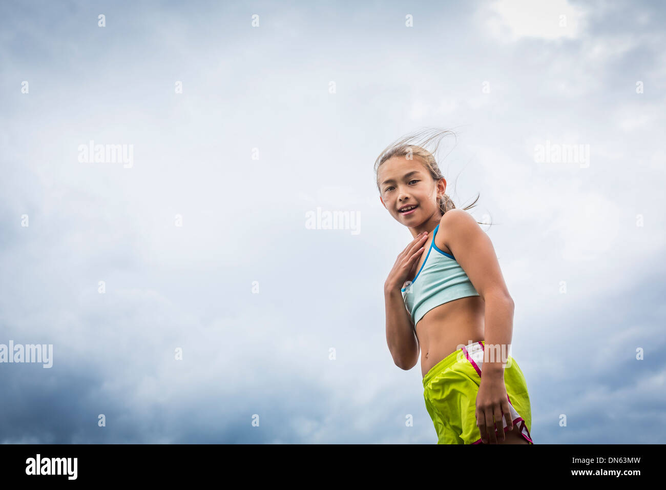 Mixed race girl smiling Stock Photo