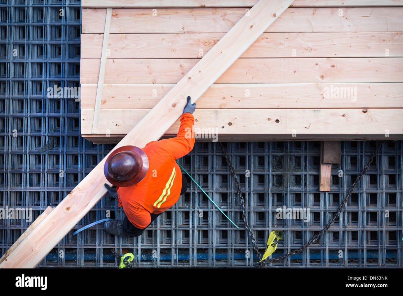 Caucasian worker at construction site Stock Photo