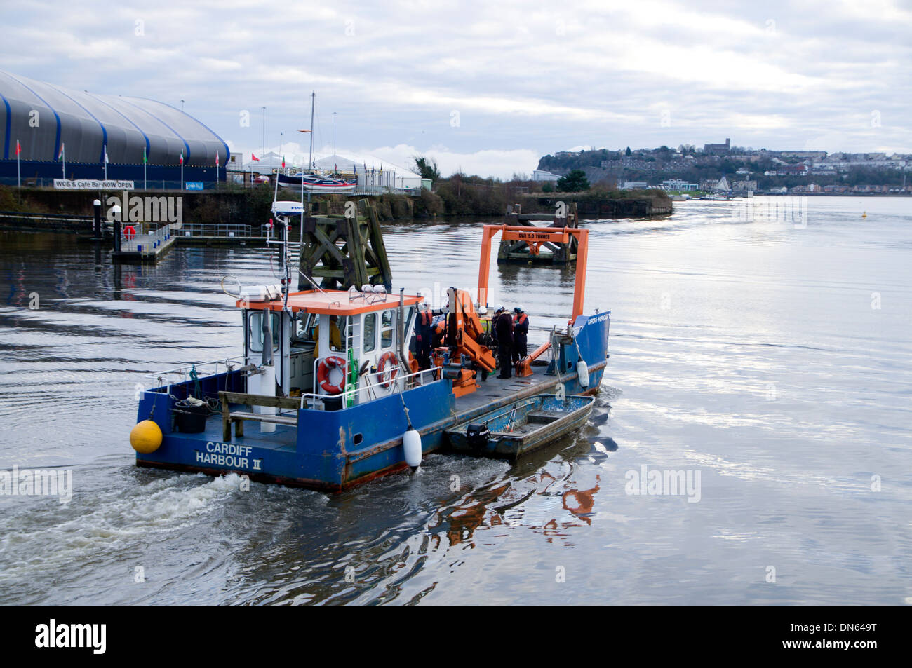 Cardiff Bay Harbour Authority Boat, Cardiff Bay, Wales. Stock Photo