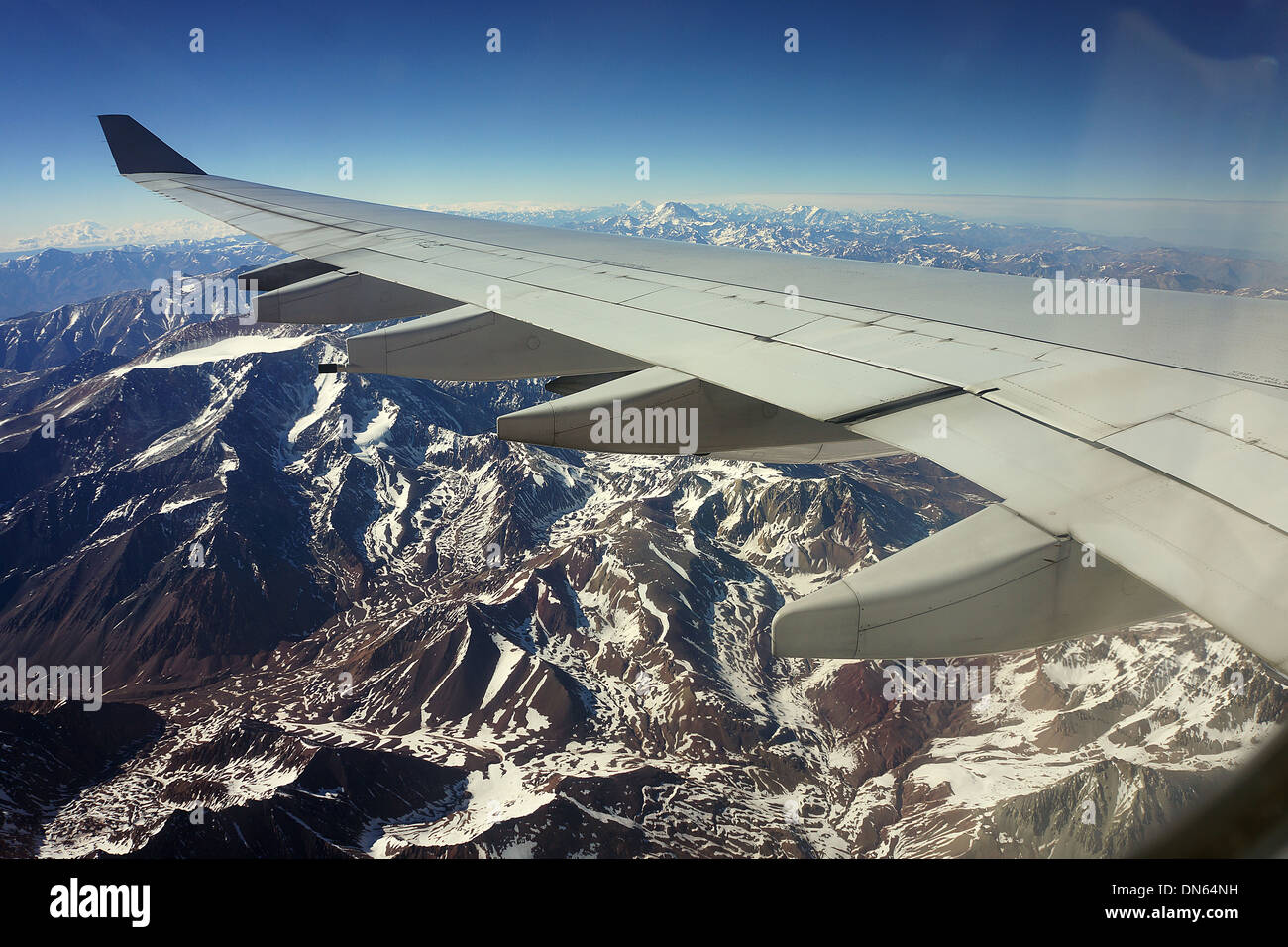 the Andes from a plane over Chile Stock Photo