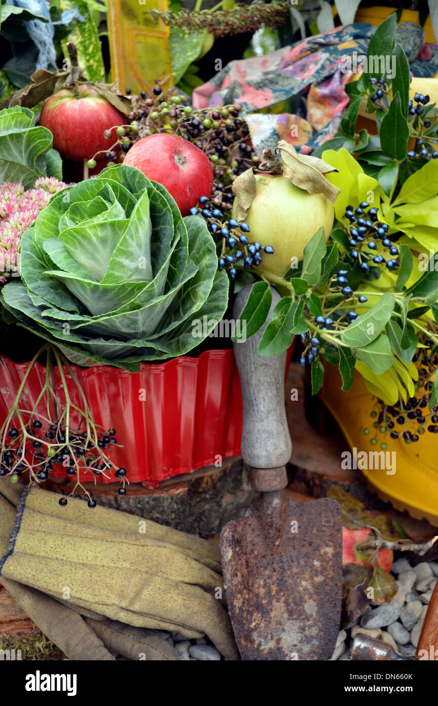 Detail of Garden Display at the Harrogate Autumn Flower Show Yorkshire Stock Photo