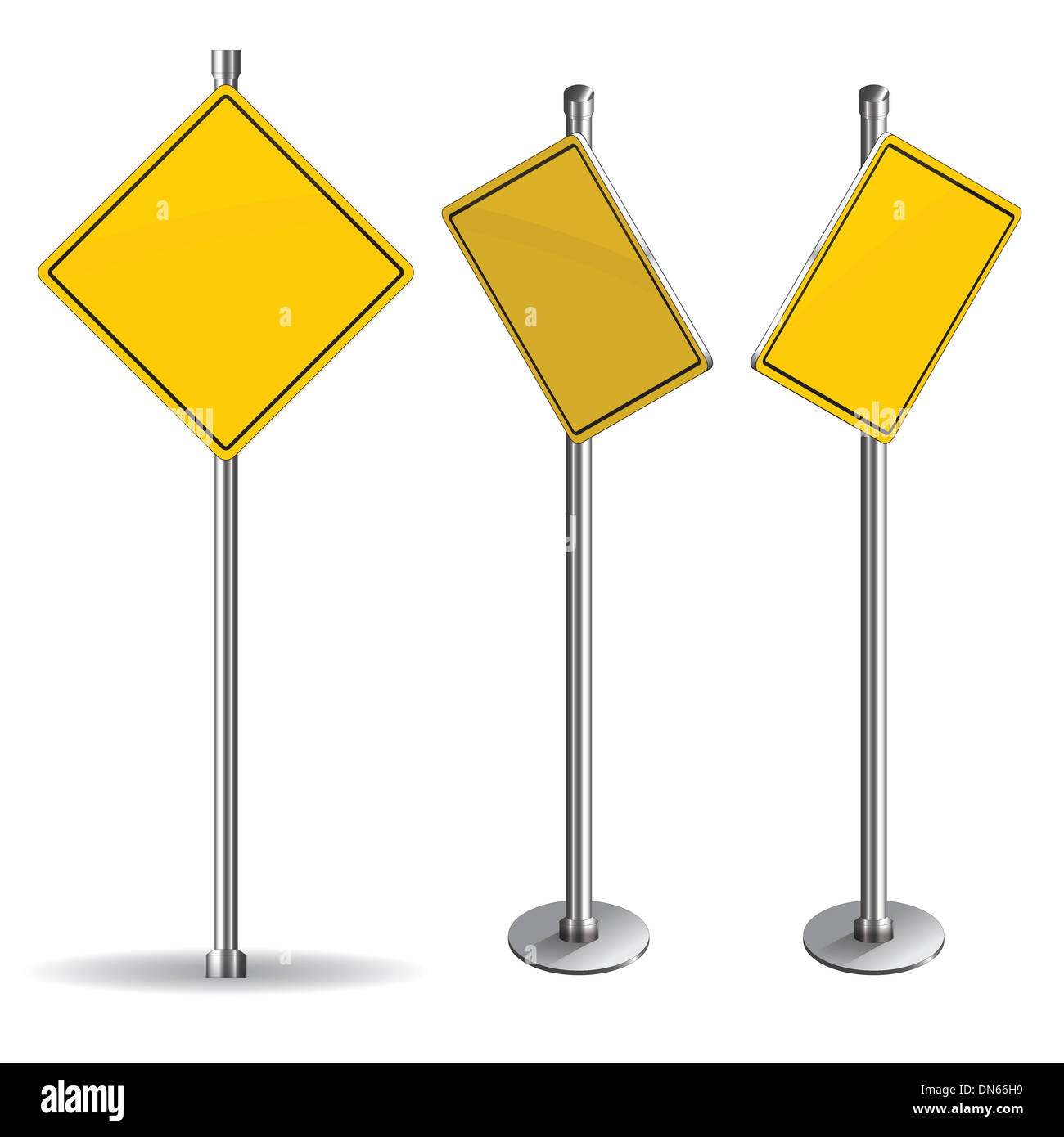 Blank yellow road sign on white background isometric Stock Photo - Alamy
