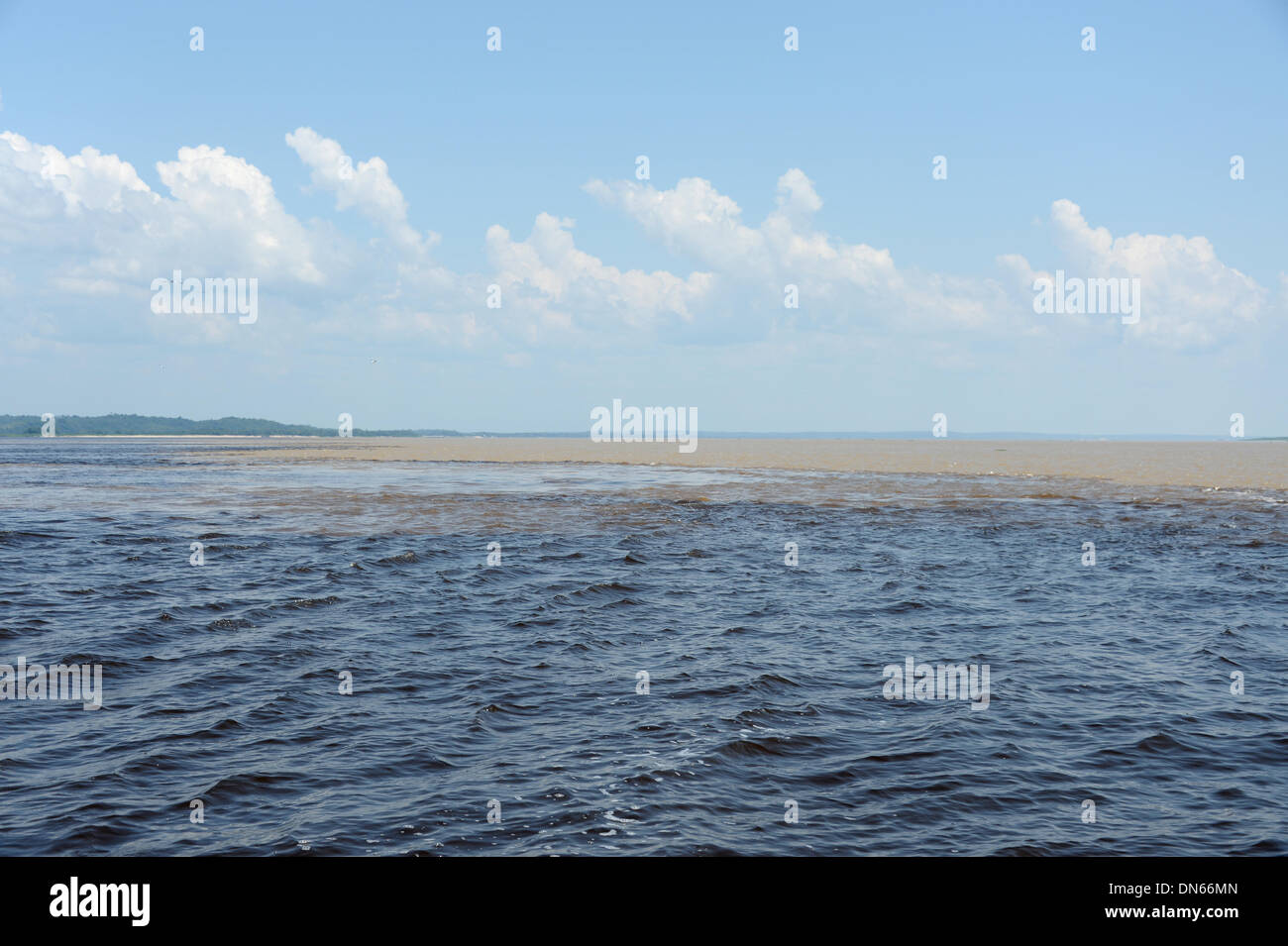 View of the confluence of the Solimões, the upper stretch of the Amazon ...